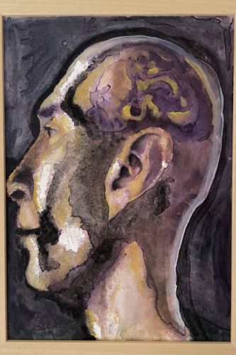 Visage de profil au cerveau apparent